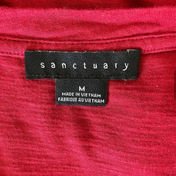 SANCTUARY Pleated Puff Sleeve T-Shirt Style Top 3/4 Sleeve Dark Red Size Medium - Picture 7 of 9